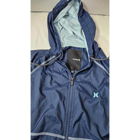 Hurley Men's Blue Lightweight Windbreaker Jacket with Hood Size XXL - Picture 4 of 6